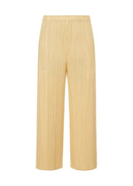 A product shot of the PLEATS PLEASE ISSEY MIYAKE MERRY BICOLOR trousers in beige (41).