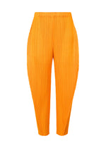 A product shot of the PLEATS PLEASE ISSEY MIYAKE LANTERN trousers in orange yellow (31).