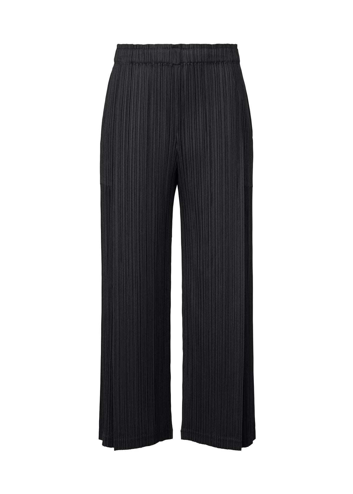 A product shot of the PLEATS PLEASE ISSEY MIYAKE LIGHT WAVE trousers in black (15).