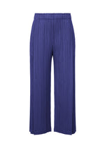 A product shot of the PLEATS PLEASE ISSEY MIYAKE LIGHT WAVE trousers in blue (72).