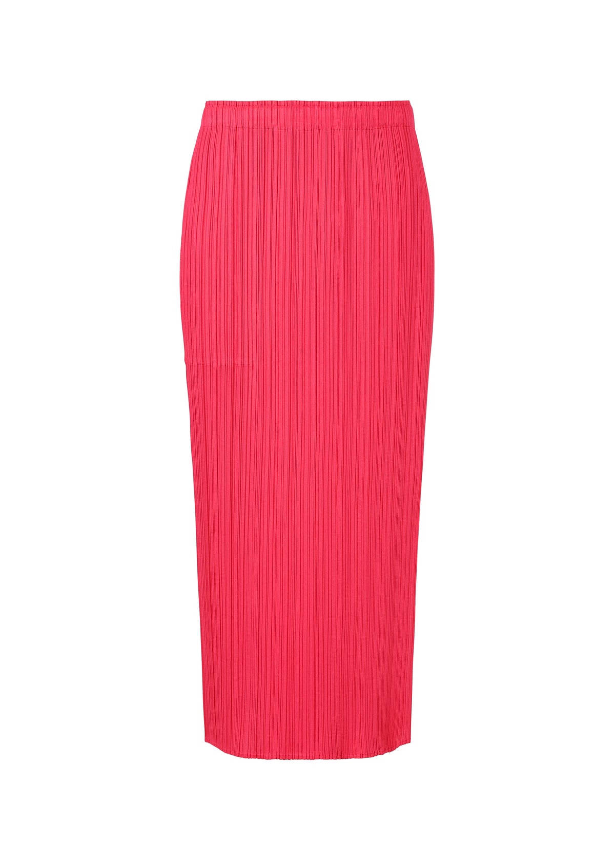 A product shot of the PLEATS PLEASE ISSEY MIYAKE MONTHLY COLORS MARCH skirt in bright pink (21).