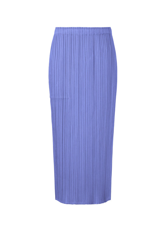 A product shot of the PLEATS PLEASE ISSEY MIYAKE MONTHLY COLORS MARCH skirt in steel blue (74).