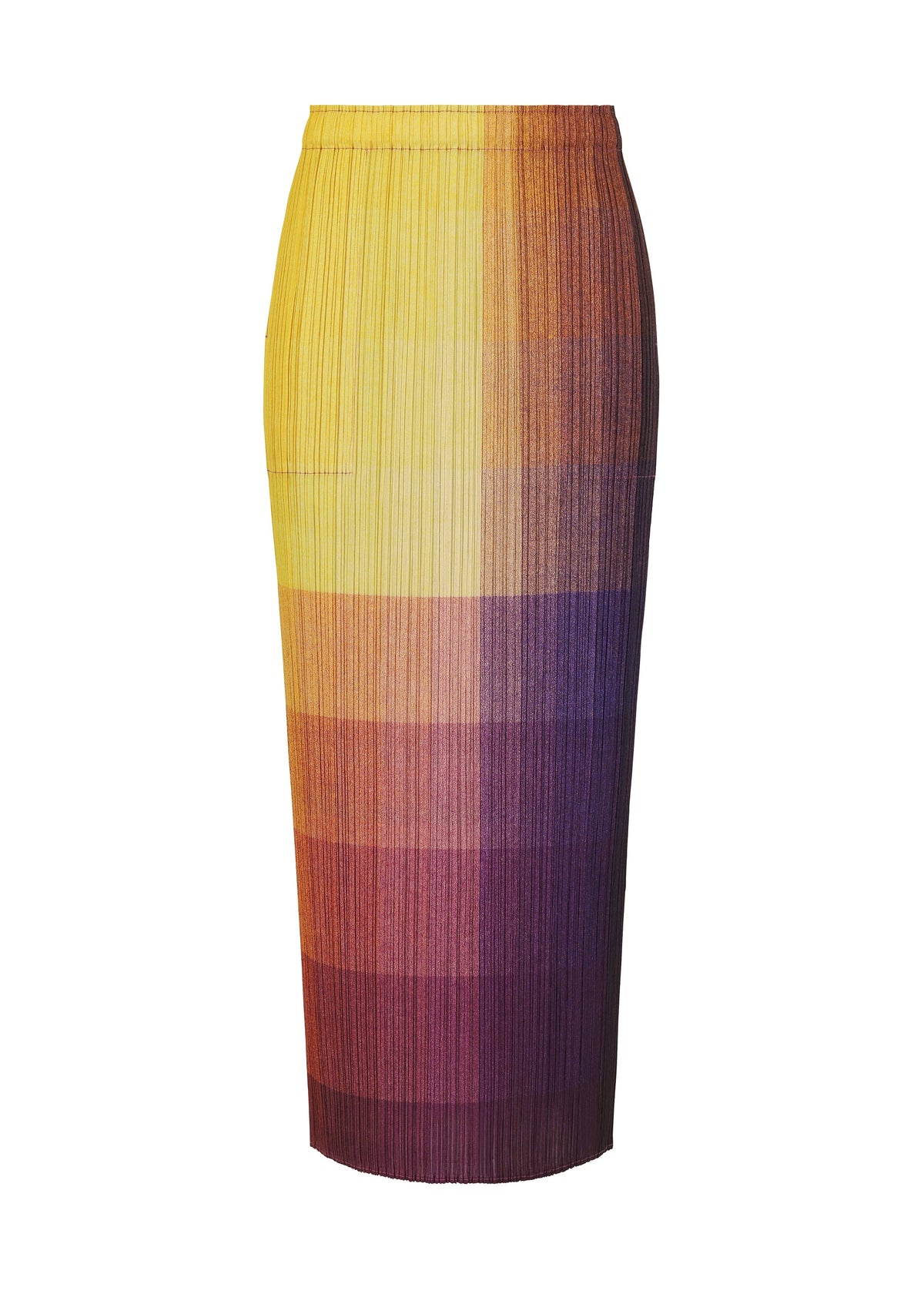 A product shot of the PLEATS PLEASE ISSEY MIYAKE PHOTON skirt in yellow (52).