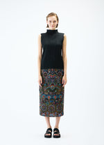 A model wears the PLEATS PLEASE ISSEY MIYAKE LIGHT FESTIVAL skirt.
