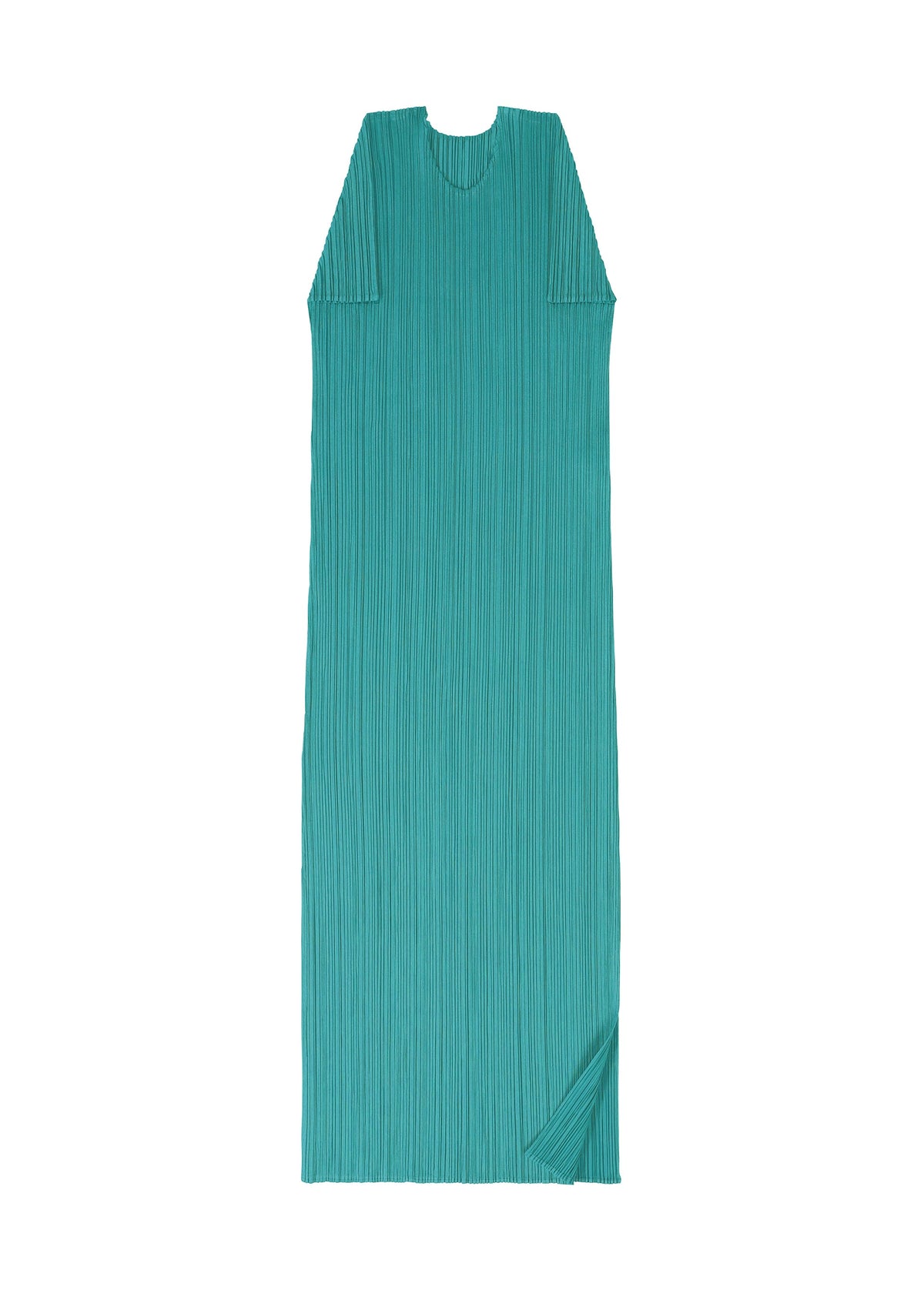 A detail shot of the PLEATS PLEASE ISSEY MIYAKE MONTHLY COLORS : JUNE dress.