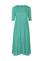 A product shot of the PLEATS PLEASE ISSEY MIYAKE MELLOW PLEATS dress in turquoise green (61).