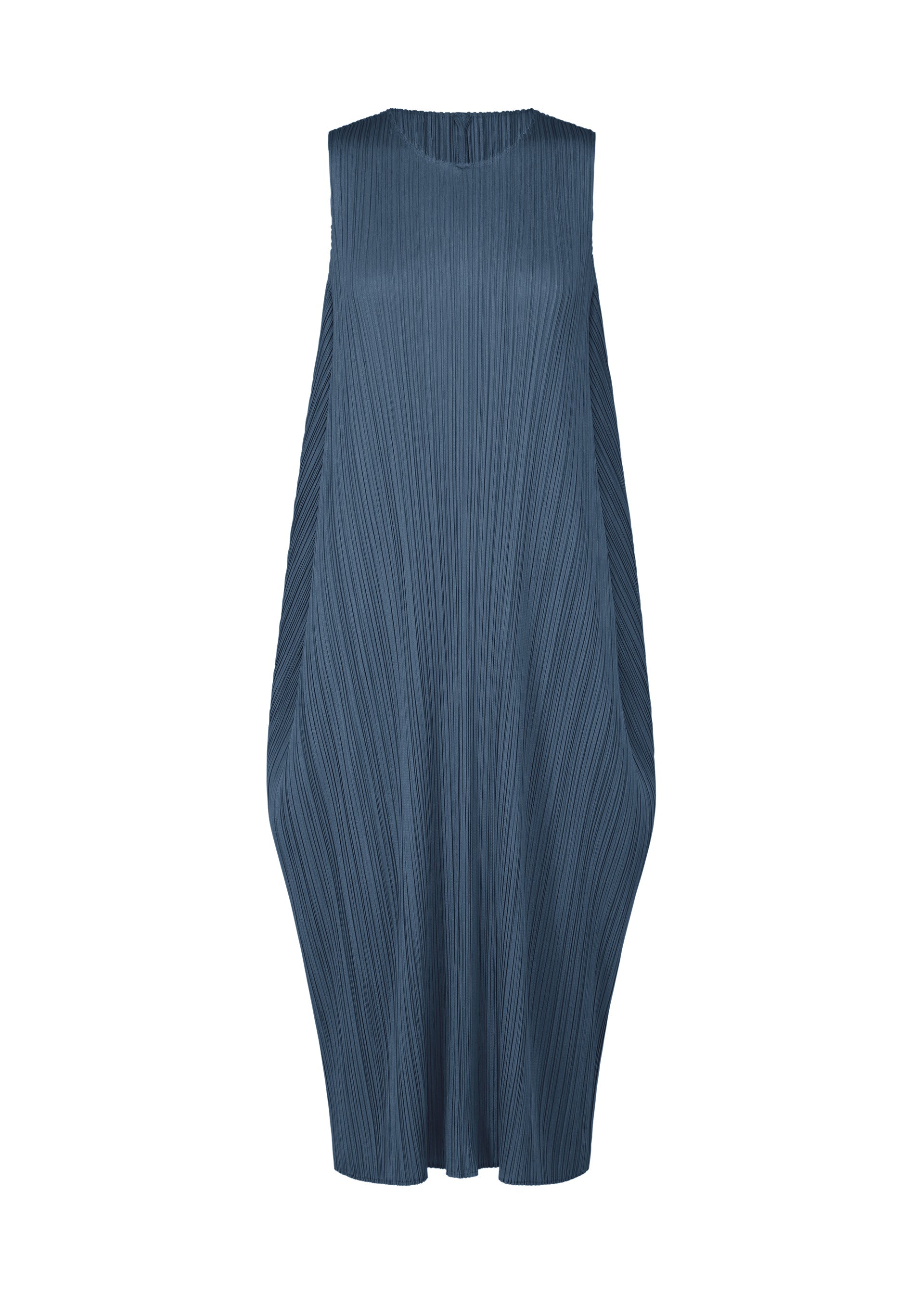 A product shot of the PLEATS PLEASE ISSEY MIYAKE LAMP SHADE dress in navy blue (78).