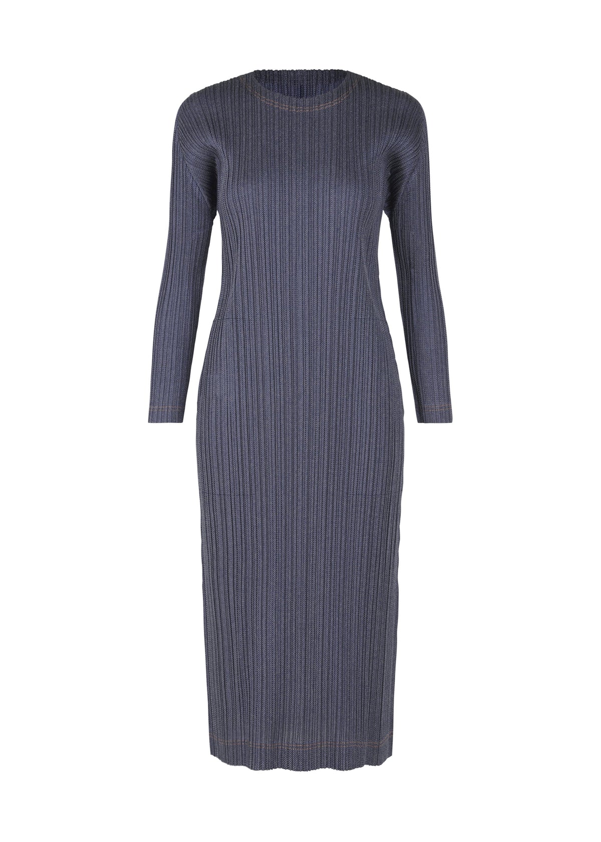 A product shot of the PLEATS PLEASE ISSEY MIYAKE COTTON DENIM dress in blue (72).