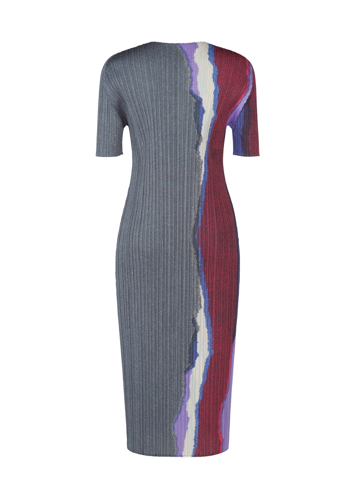 A detail shot of the PLEATS PLEASE ISSEY MIYAKE GRAINY COLORS dress.