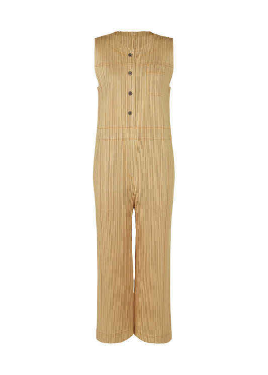 A product shot of the PLEATS PLEASE ISSEY MIYAKE COTTON DENIM jumpsuit in beige (41).