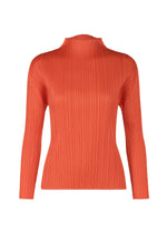 A product shot of the PLEATS PLEASE ISSEY MIYAKE MONTHLY COLORS FEBRUARY top in red (24).