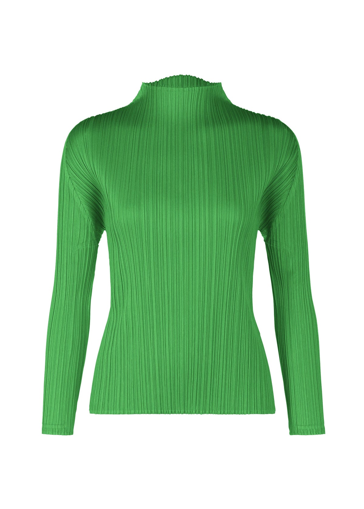 A product shot of the PLEATS PLEASE ISSEY MIYAKE MONTHLY COLORS FEBRUARY top in green (62).