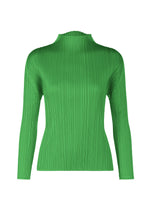 A product shot of the PLEATS PLEASE ISSEY MIYAKE MONTHLY COLORS FEBRUARY top in green (62).