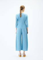 A model wears the PLEATS PLEASE ISSEY MIYAKE MELLOW PLEATS top.