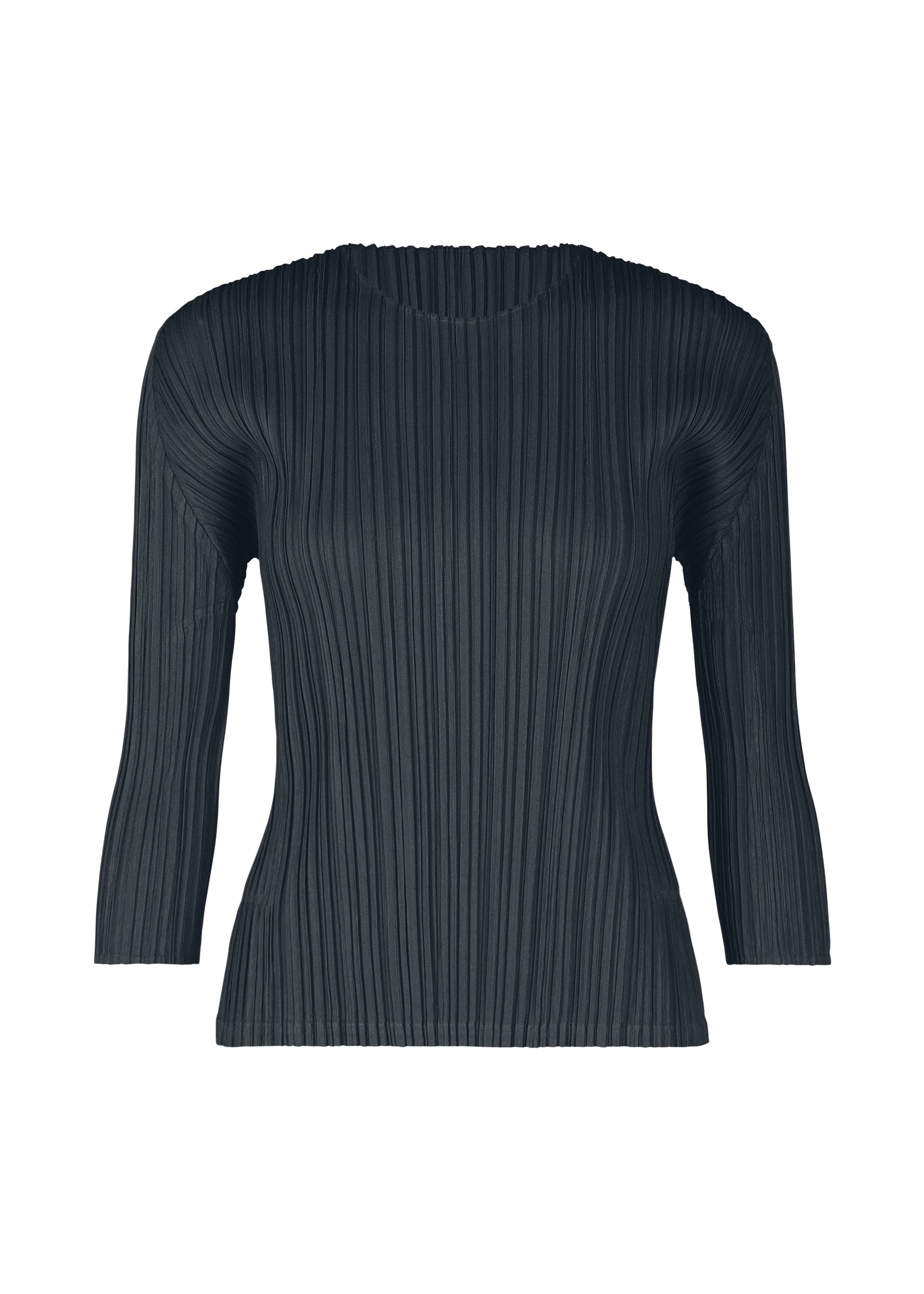 A product shot of the PLEATS PLEASE ISSEY MIYAKE MELLOW PLEATS top in blue black (14).