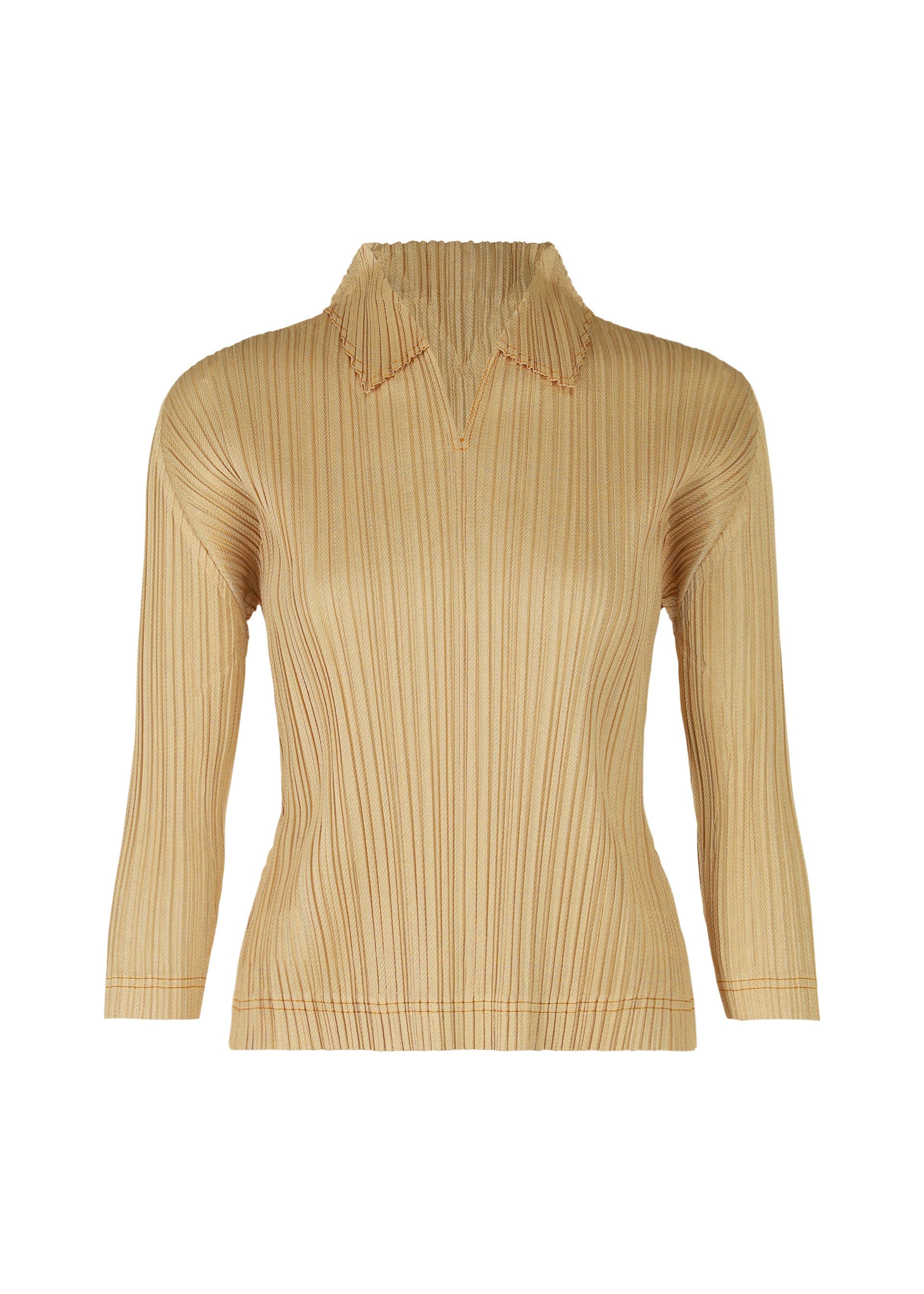 A product shot of the PLEATS PLEASE ISSEY MIYAKE COTTON DENIM top in beige (41).