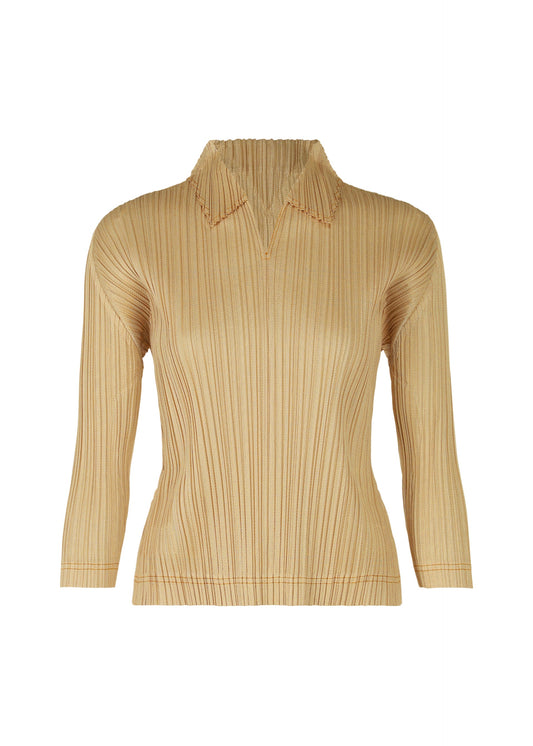 A product shot of the PLEATS PLEASE ISSEY MIYAKE COTTON DENIM top in beige (41).