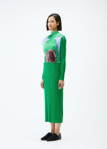 A model wears the PLEATS PLEASE ISSEY MIYAKE BACKLIGHT top.