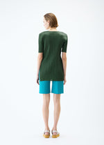 A model wears the PLEATS PLEASE ISSEY MIYAKE MONTHLY COLORS : JUNE tunic.