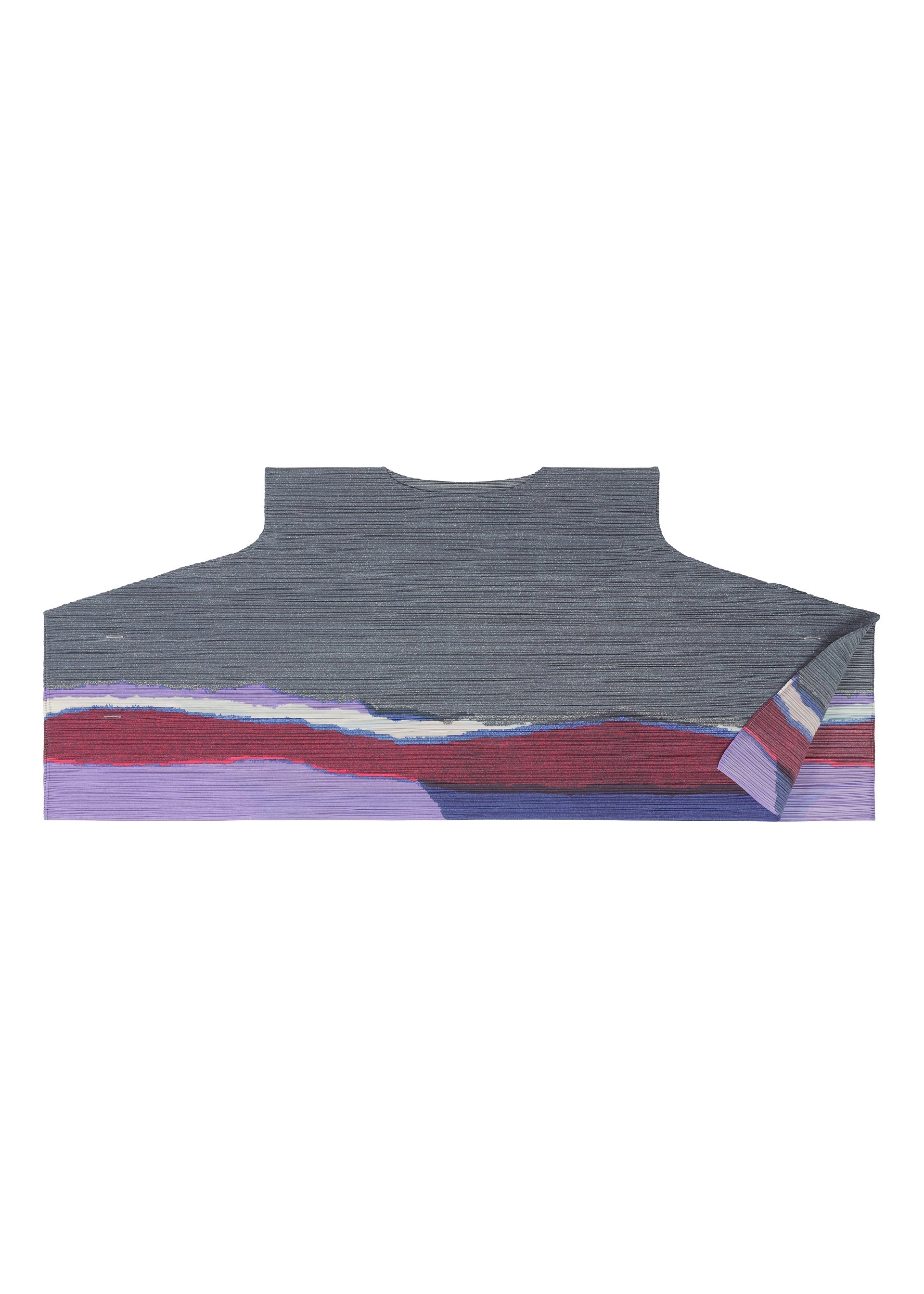 A detail shot of the PLEATS PLEASE ISSEY MIYAKE GRAINY COLORS tunic.