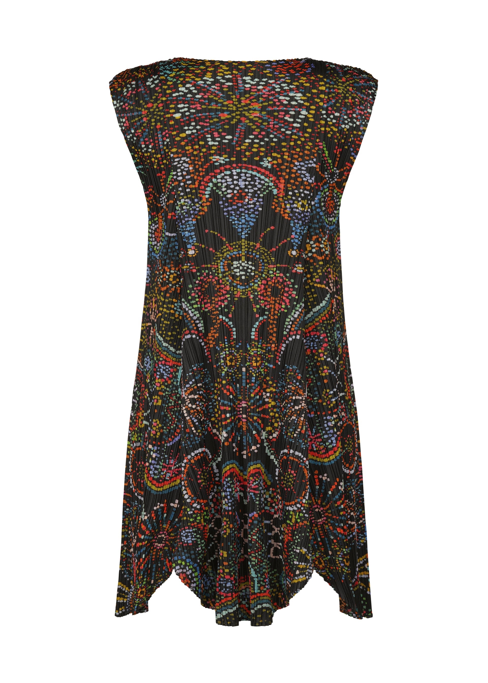 A detail shot of the PLEATS PLEASE ISSEY MIYAKE LIGHT FESTIVAL tunic.