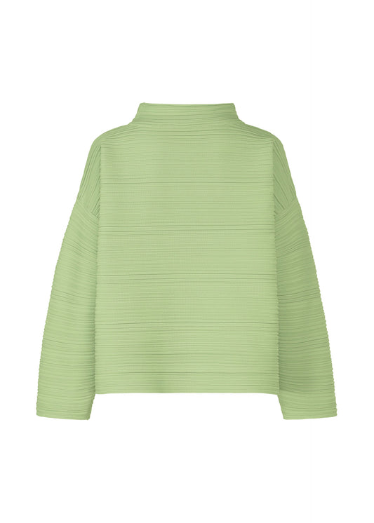 A detail shot of the PLEATS PLEASE ISSEY MIYAKE CREPE KNIT top.