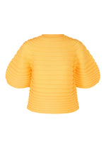 A product shot of the PLEATS PLEASE ISSEY MIYAKE MUSHROOM KNIT top in yellow (52).