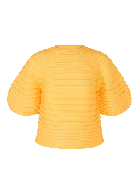 A product shot of the PLEATS PLEASE ISSEY MIYAKE MUSHROOM KNIT top in yellow (52).