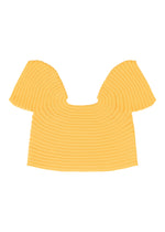 A detail shot of the PLEATS PLEASE ISSEY MIYAKE MUSHROOM KNIT top.