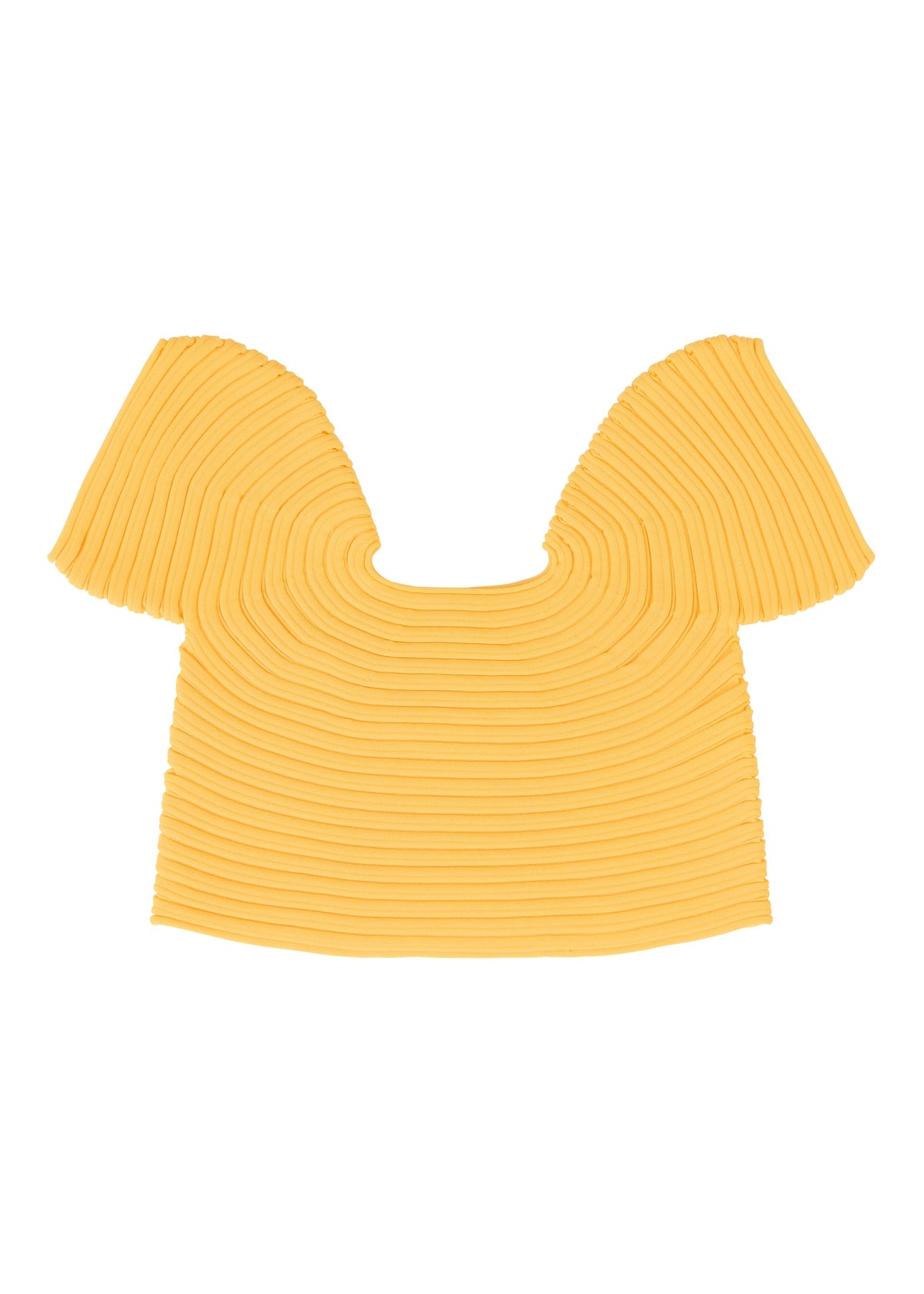 A detail shot of the PLEATS PLEASE ISSEY MIYAKE MUSHROOM KNIT top.