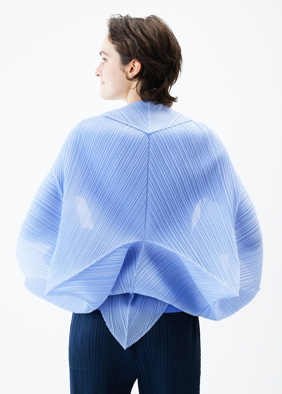 ZIGZAG PLEATS SCARF Stole Saxe Blue