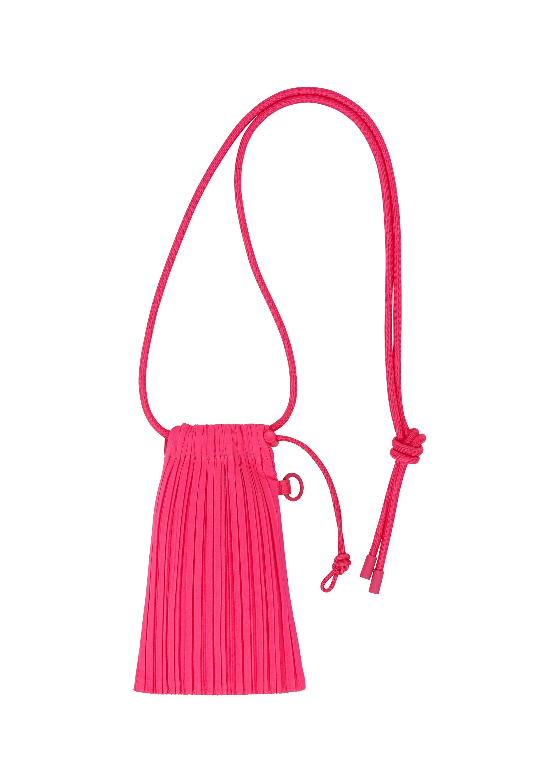 A product shot of the PLEATS PLEASE ISSEY MIYAKE PLEATS MINI POCHETTE bag in bright pink (21).