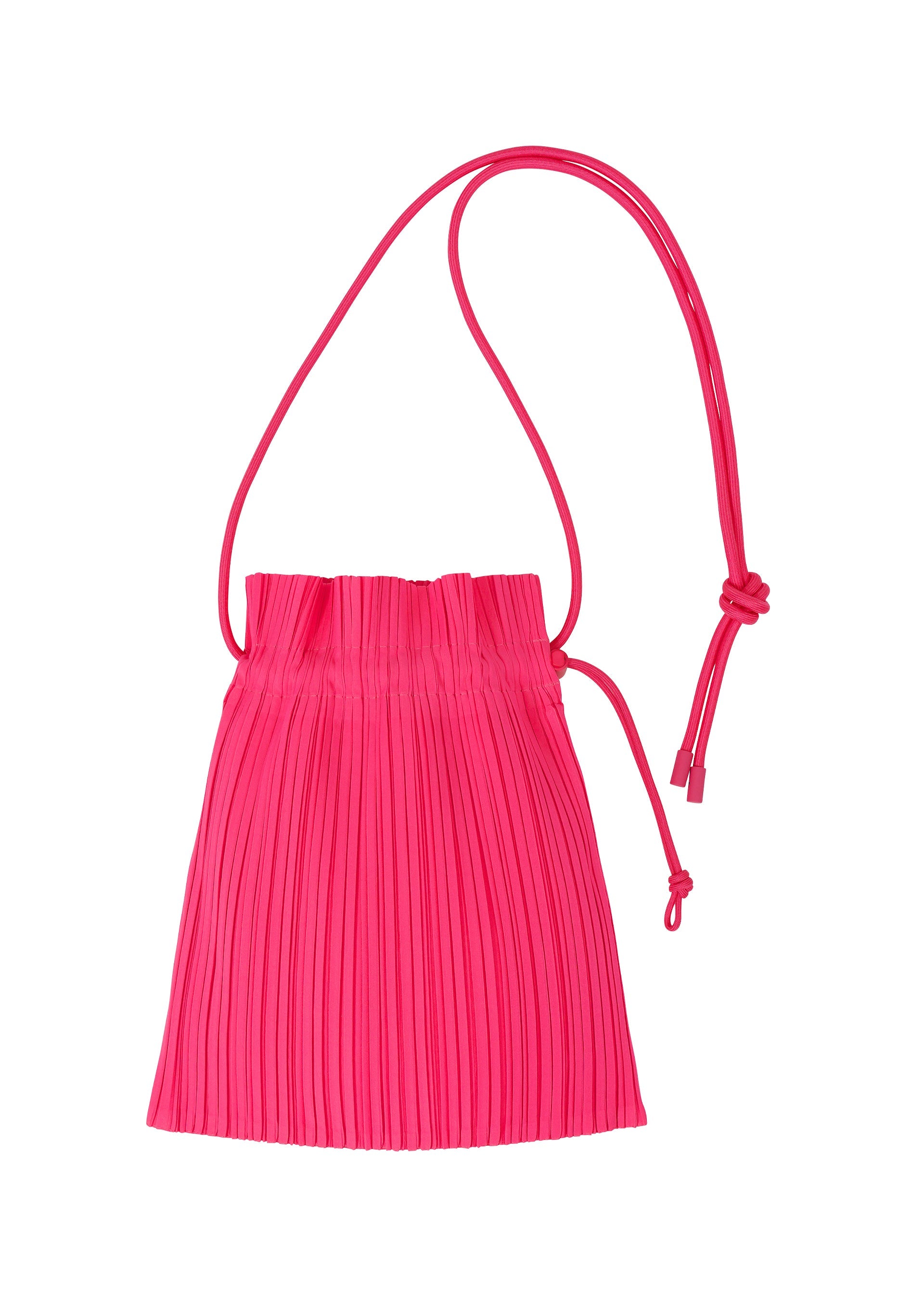 A product shot of the PLEATS PLEASE ISSEY MIYAKE PLEATS MINI POCHETTE bag in bright pink (21).