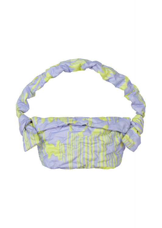 A product shot of the PLEATS PLEASE ISSEY MIYAKE REFRACTION FLUFFY BAG bag in light blue (70).
