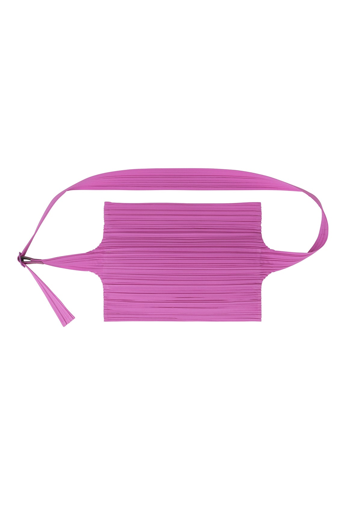 A detail shot of the PLEATS PLEASE ISSEY MIYAKE PLEATS SACOCHE bag.