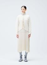 A model wears the PLEATS PLEASE ISSEY MIYAKE CIRCULAR skirt.