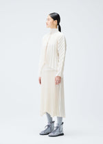 A model wears the PLEATS PLEASE ISSEY MIYAKE CIRCULAR skirt.