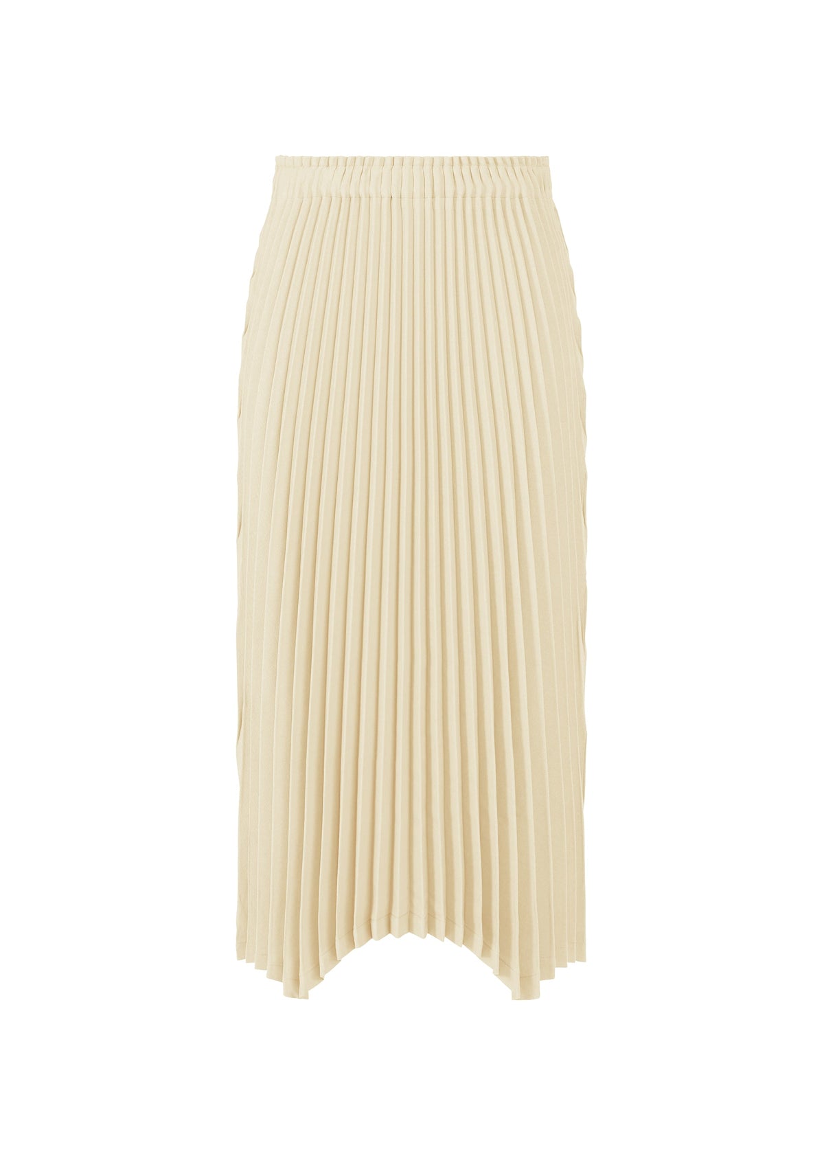 A product shot of the PLEATS PLEASE ISSEY MIYAKE CIRCULAR skirt in off white (02).