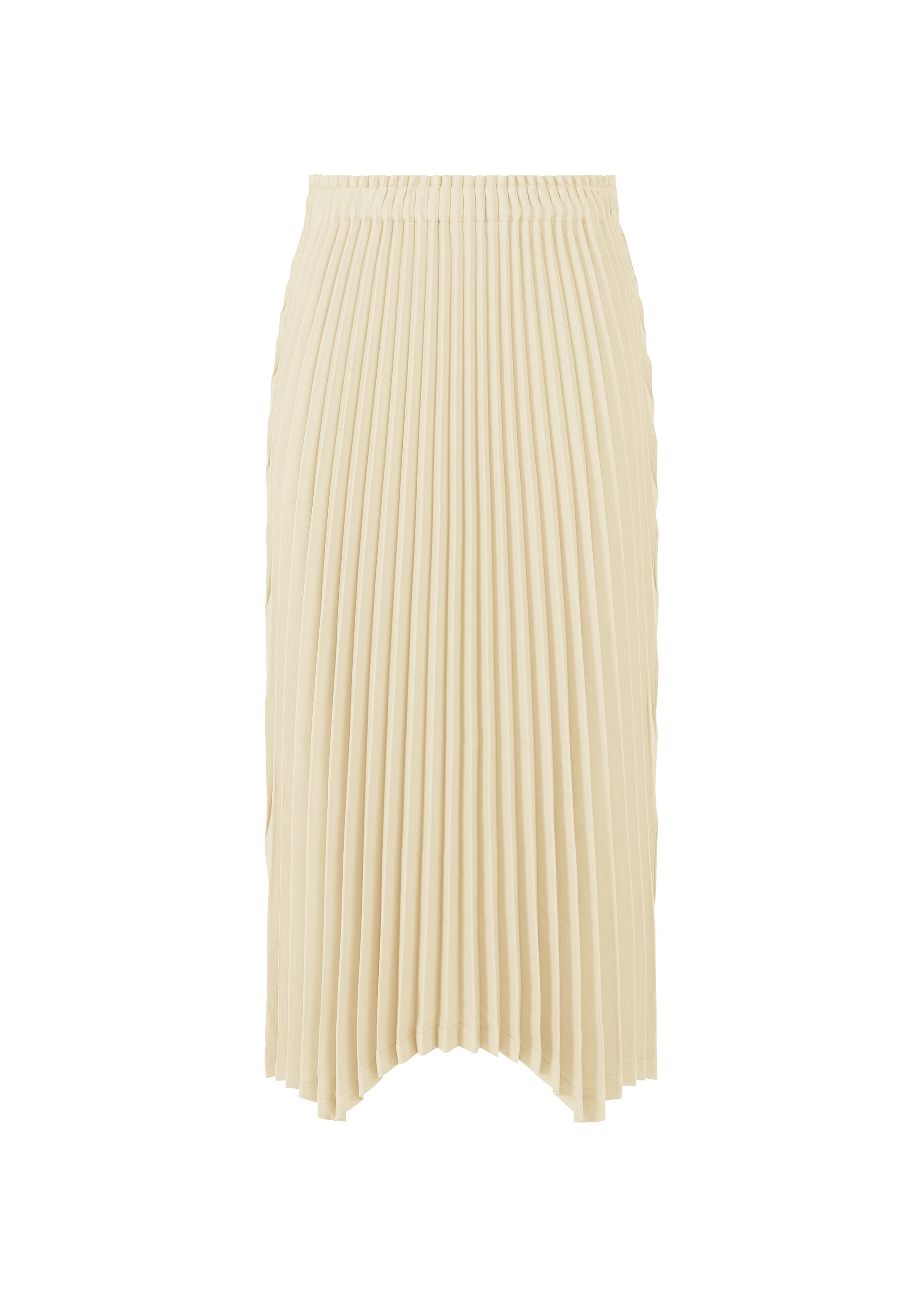 A product shot of the PLEATS PLEASE ISSEY MIYAKE CIRCULAR skirt in off white (02).