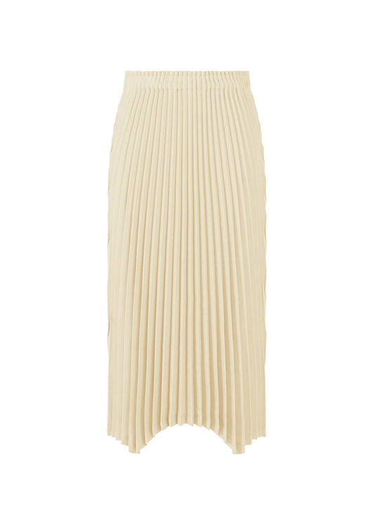 A product shot of the PLEATS PLEASE ISSEY MIYAKE CIRCULAR skirt in off white (02).