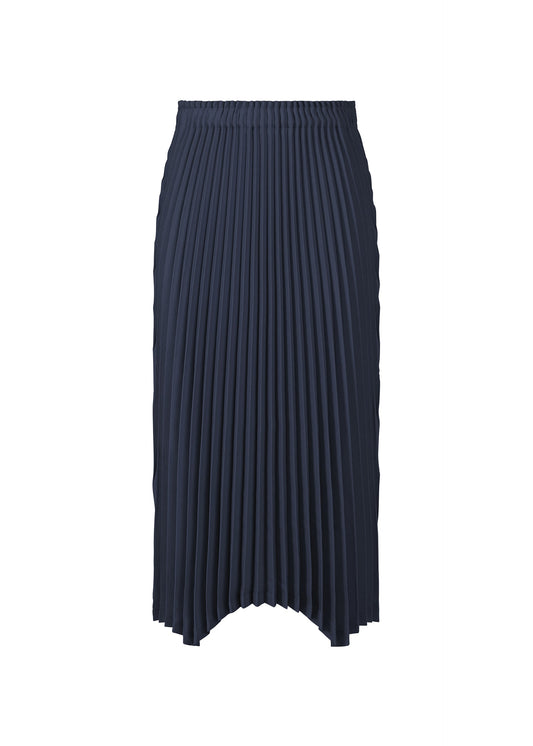 A product shot of the PLEATS PLEASE ISSEY MIYAKE CIRCULAR skirt in navy (75).