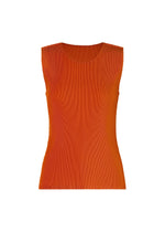 A product shot of the PLEATS PLEASE ISSEY MIYAKE MIST JULY top in orange.