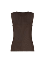 A product shot of the PLEATS PLEASE ISSEY MIYAKE MIST JULY top in dark brown.
