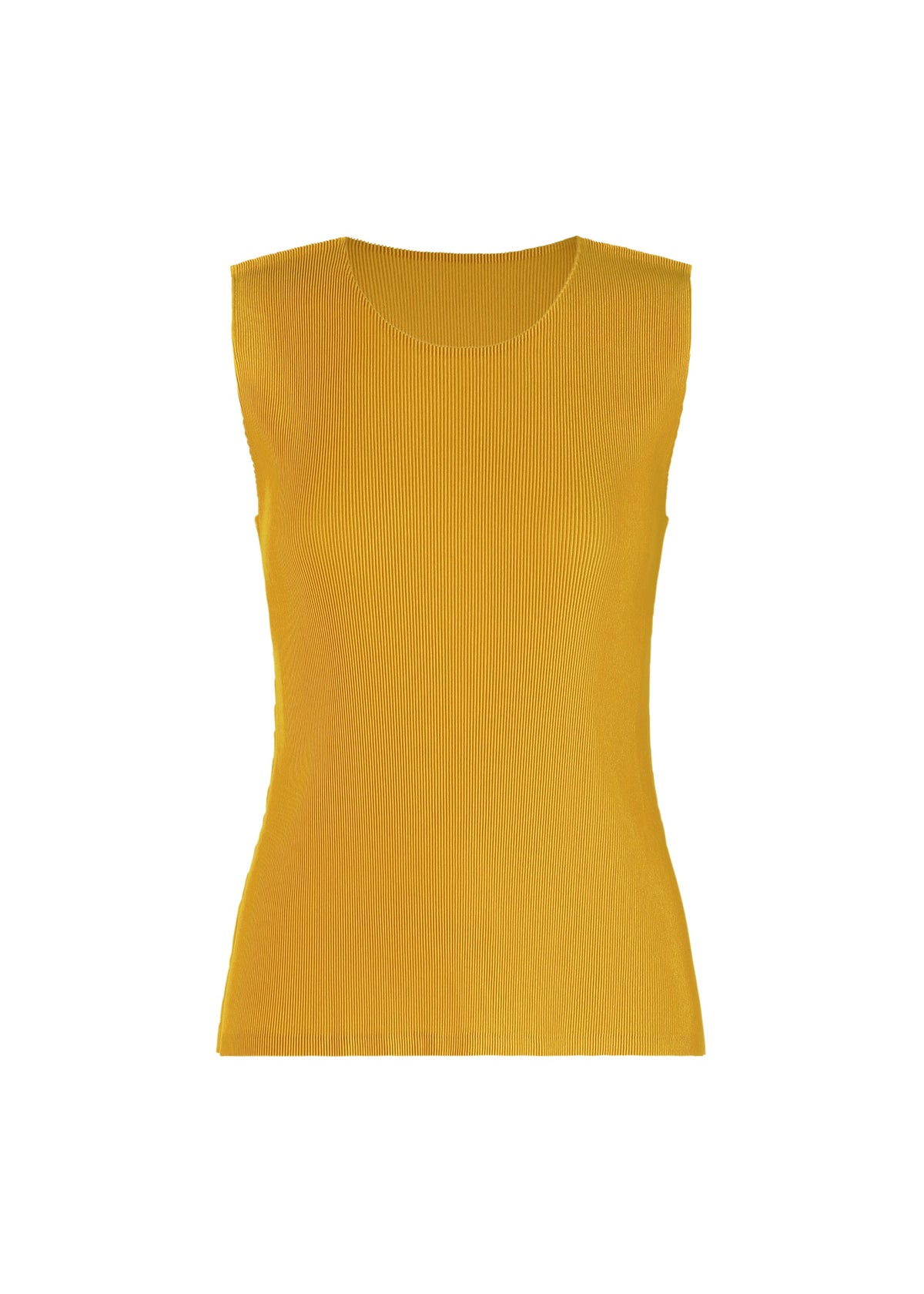 A product shot of the PLEATS PLEASE ISSEY MIYAKE MIST JULY top in yellow.