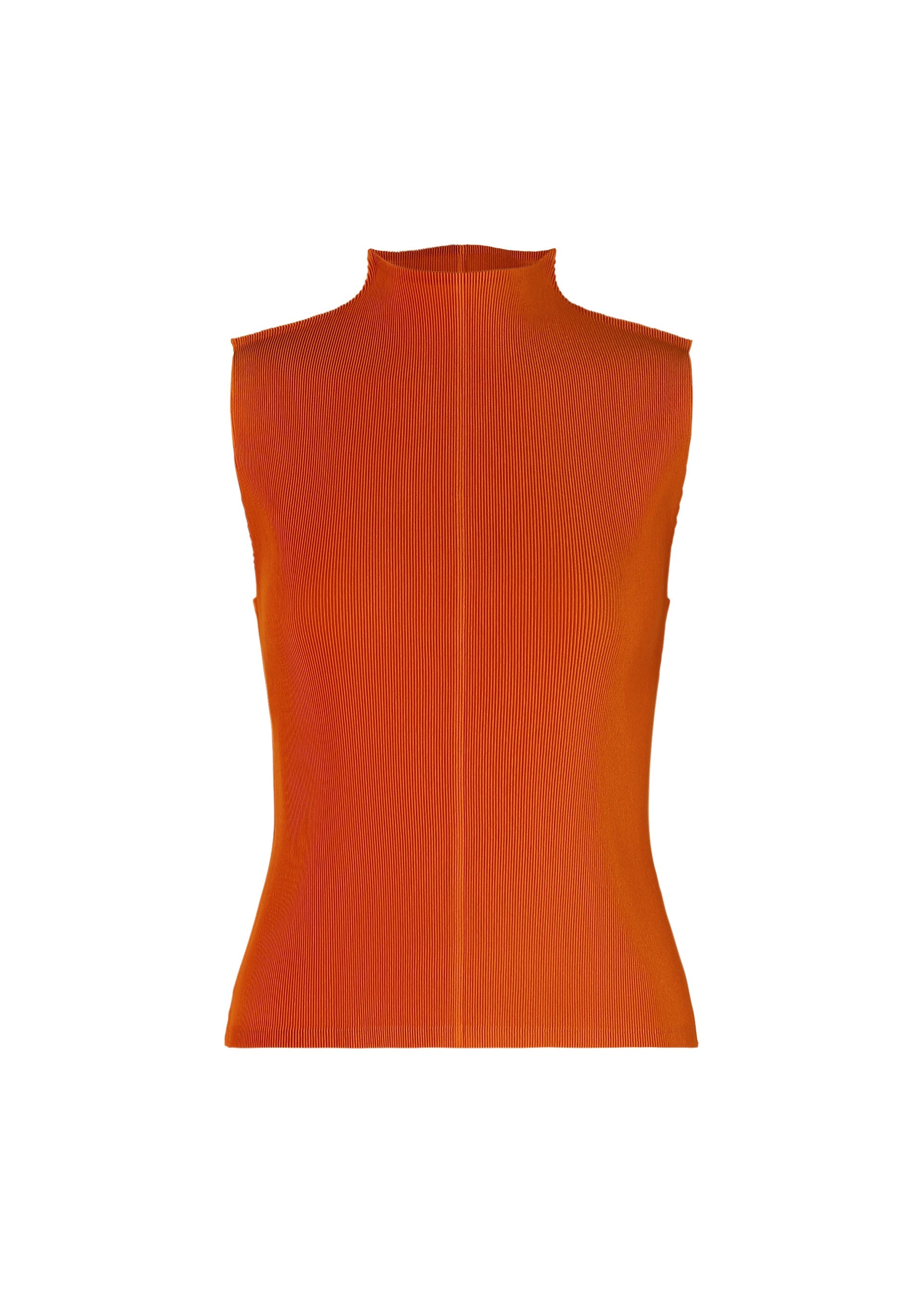 A product shot of the PLEATS PLEASE ISSEY MIYAKE MIST JULY top in orange.