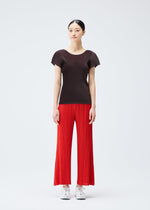 A model wears the PLEATS PLEASE ISSEY MIYAKE MIST JULY top.