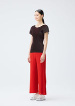 A model wears the PLEATS PLEASE ISSEY MIYAKE MIST JULY top.