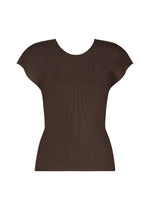 A product shot of the PLEATS PLEASE ISSEY MIYAKE MIST JULY top in dark brown.
