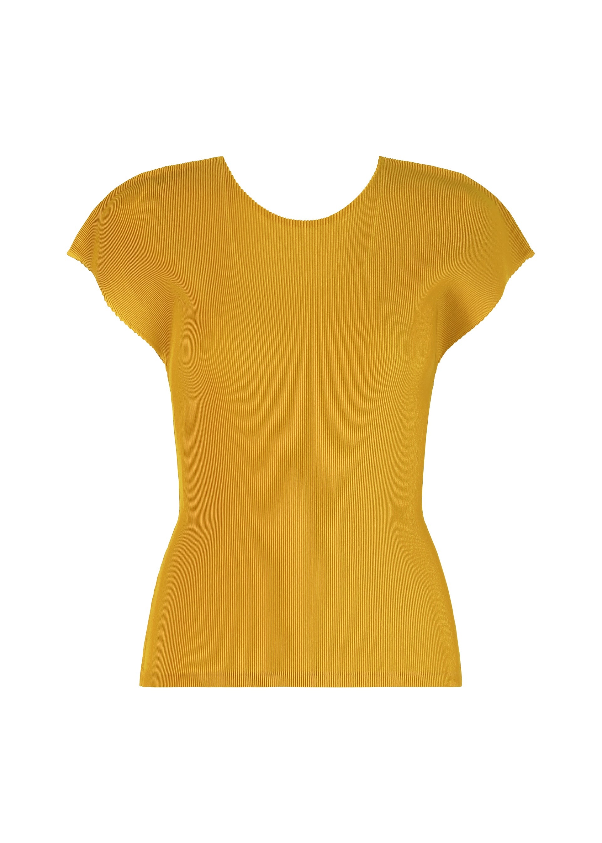A product shot of the PLEATS PLEASE ISSEY MIYAKE MIST JULY top in yellow.