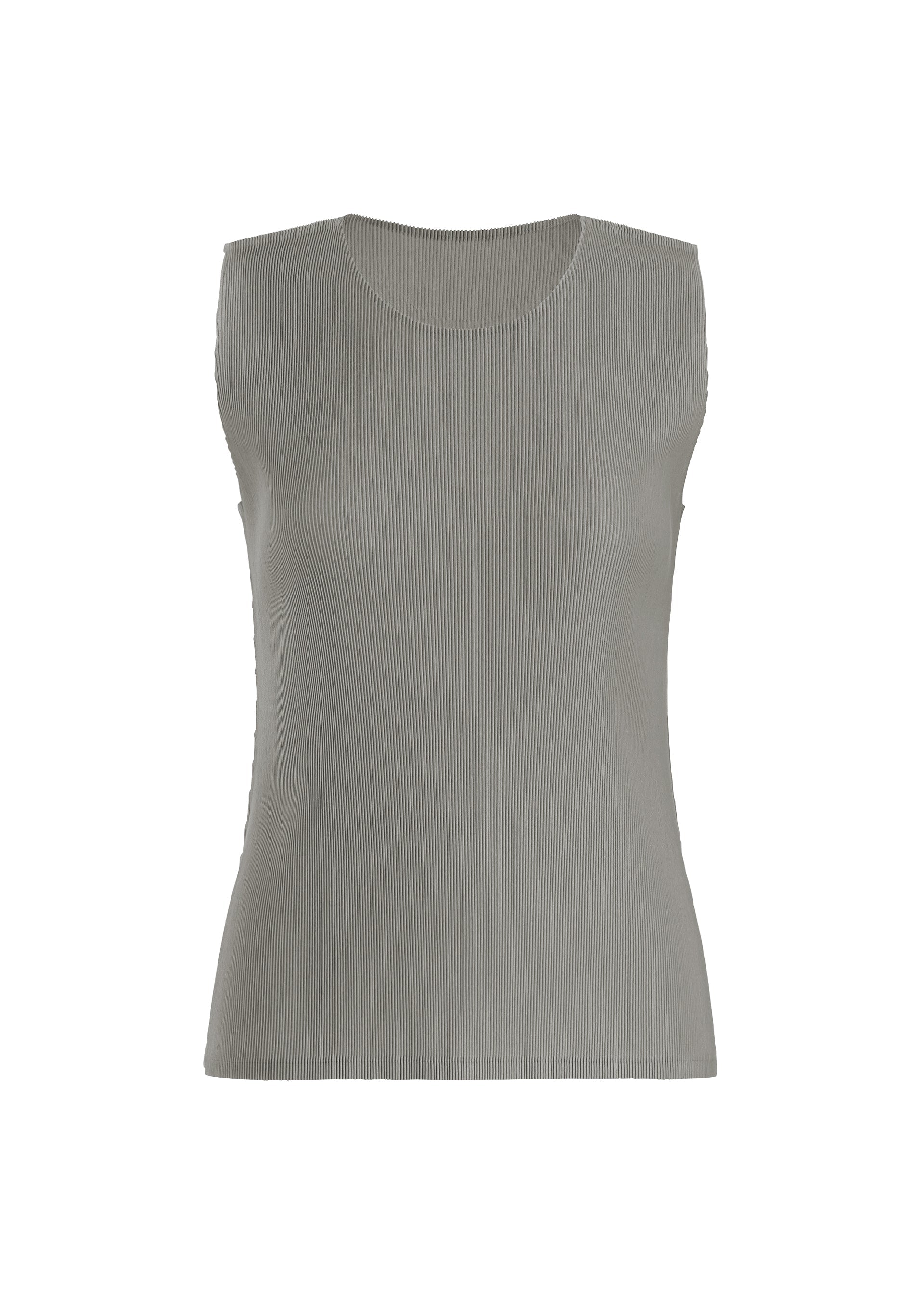 A product shot of the PLEATS PLEASE ISSEY MIYAKE MIST SEPTEMBER top in grey (12).